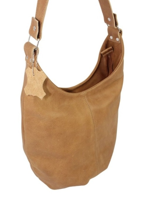 Torebka Skórzana Magre (PL) Skóra Naturalna Licowa Tatiana JASNY KARMELOWY Tekstura 