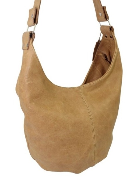 Torebka Skórzana Magre (PL) Skóra Naturalna Licowa Tatiana JASNY TOFFI Tekstura 