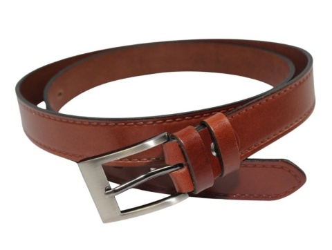 Pasek Skórzany Męski CezMar (PL) 30 mm "IMITACJA SZYCIA" BRĄZOWY Skóra Licowa