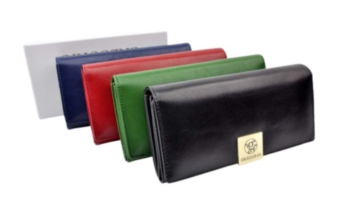 Portfel Damski Skórzany GREGORIO Skóra Licowa Duży Z Suwakiem GS-102 18,5 x 10 x 4 [cm]