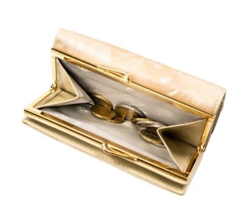 Portfel Damski Skórzany Peterson Klamra I Klapka Skóra Naturalna RFID PTN PS-108 BEŻOWY 14 x 9 x 3 [cm]