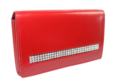 Portfel Damski Skórzany Rovicky (PL) Średni Klamra Z Klapką Wewnątrz Skóra Naturalna CPR 007 CZERWONY 15,5 x 9,5 x 3 [cm]