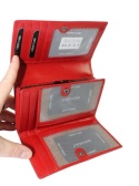 Portfel Damski Skórzany Rovicky (PL) Średni Klamra Z Klapką Wewnątrz Skóra Naturalna CPR 007 CZERWONY 15,5 x 9,5 x 3 [cm]