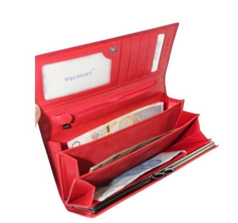 Portfel Damski Skórzany VERMARI Długi Klamra Skóra Naturalna 72062 19 x 9,5 x 3,5 [cm]