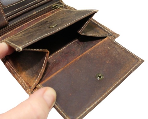 Portfel Męski Skórzany WILD Skóra Licowa Duży Pionowy Bez Zapięcia Zamszowy BRĄZOWY ''De Luxe'' 8932 13 x 10 x 3 [cm]