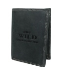 Portfel Męski Skórzany WILD Skóra Licowa Duży Pionowy Bez Zapięcia Zamszowy CZARNY ''De Luxe'' 8932 13 x 10 x 3 [cm]