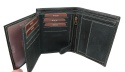 Portfel Męski Skórzany WILD Skóra Licowa Duży Pionowy Bez Zapięcia Zamszowy CZARNY ''De Luxe'' 8932 13 x 10 x 3 [cm]
