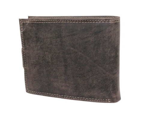 Portfel Męski Skórzany WILD Skóra Licowa Duży Poziomy Z Zapięciem RFID CZEKOLADOWY Zamszowy 9014 12,5 x 10 x 2  [cm]