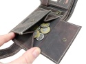 Portfel Męski Skórzany WILD Skóra Licowa Duży Poziomy Z Zapięciem RFID CZEKOLADOWY Zamszowy 9014 12,5 x 10 x 2  [cm]