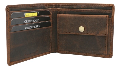 Portfel Męski WILD Skóra Naturalna Mały Poziomy Bez Zapięcia ,,I LOVE FISHING,, N8 10,5 x 9 x 2 [cm]