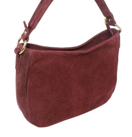 Torebka Skórzana LUKA 24-085 Skóra Naturalna Zamszowa Bordowa 30 x 20 x 9 [cm]