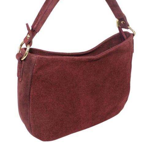 Torebka Skórzana LUKA 24-085 Skóra Naturalna Zamszowa Bordowa 30 x 20 x 9 [cm]