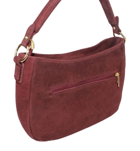 Torebka Skórzana LUKA 24-085 Skóra Naturalna Zamszowa Bordowa 30 x 20 x 9 [cm]