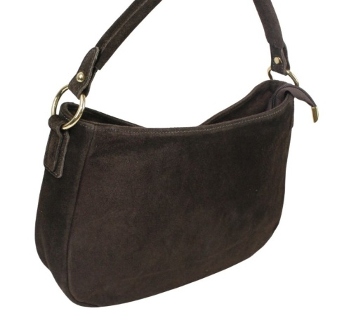 Torebka Skórzana LUKA 24-085 Skóra Naturalna Zamszowa Czekoladowa 30 x 20 x 9 [cm]