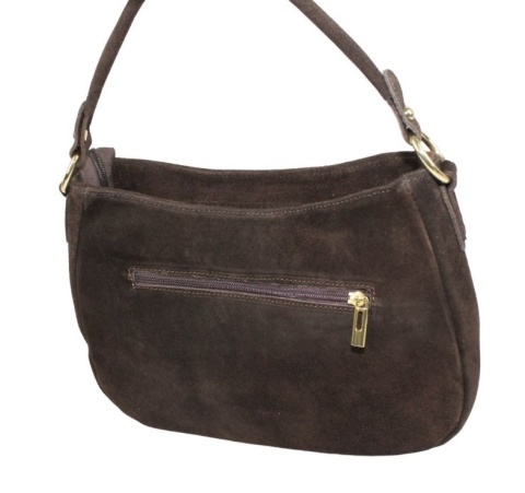 Torebka Skórzana LUKA 24-085 Skóra Naturalna Zamszowa Czekoladowa 30 x 20 x 9 [cm]