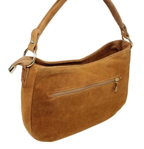 Torebka Skórzana LUKA 24-085 Skóra Naturalna Zamszowa Karmel 30 x 20 x 9 [cm]