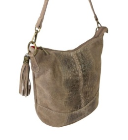 Torebka Skórzana LUKA CROCO MOKKA 26-027 Skóra Naturalna BRĄZOWA Mozajka 27 x 24 x 16 [cm]