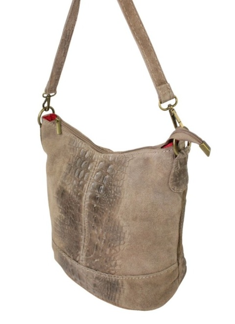 Torebka Skórzana LUKA CROCO MOKKA 26-027 Skóra Naturalna BRĄZOWA Mozajka 27 x 24 x 16 [cm]