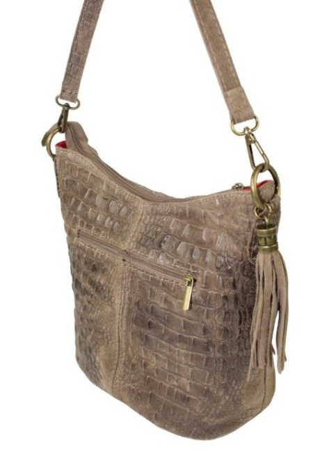 Torebka Skórzana LUKA CROCO MOKKA 26-027 Skóra Naturalna BRĄZOWA Mozajka 27 x 24 x 16 [cm]