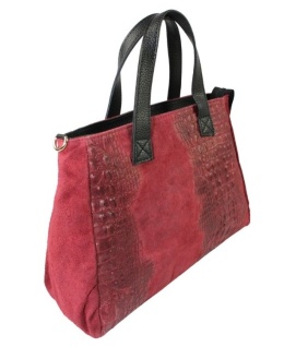 Torebka Skórzana LUKA CROCO Skóra Naturalna BORDOWA 26-034 38 x 26 x 12 [cm]