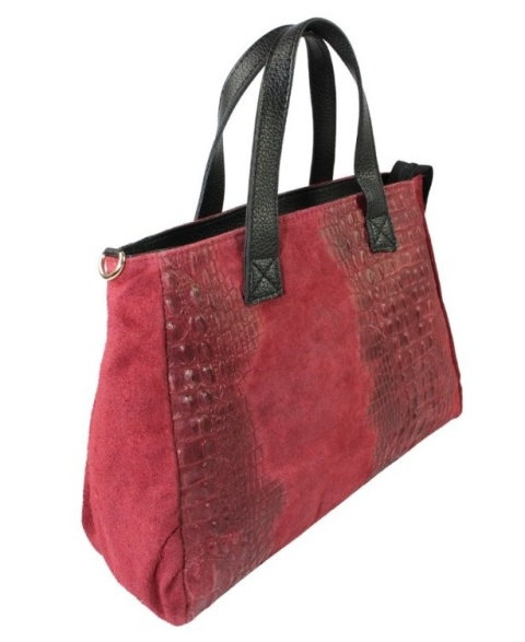 Torebka Skórzana LUKA CROCO Skóra Naturalna BORDOWA 26-034 38 x 26 x 12 [cm]