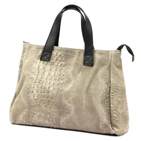 Torebka Skórzana LUKA CROCO Skóra Naturalna CAPUCCINO 26-034 38 x 26 x 12 [cm]