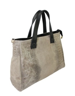 Torebka Skórzana LUKA CROCO Skóra Naturalna CAPUCCINO 26-034 38 x 26 x 12 [cm]