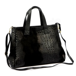 Torebka Skórzana LUKA CROCO Skóra Naturalna CZARNA 26-034 38 x 26 x 12 [cm]