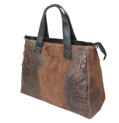 Torebka Skórzana LUKA CROCO Skóra Naturalna CZEKOLADOWA 26-034 38 x 26 x 12 [cm]