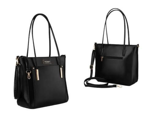 Torebka Ze Skóry Włoskiej Peterson Elegancki Stylowy Kuferek PTN 072-03 CZARNA 37 x 30 x 12 [cm]