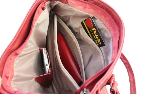 Elegancka I Praktyczna Torebka Skórzana MAGRE (PL) SONIA Skóra Naturalna CIEMNY CZERWONY Tekstura