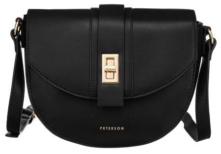 Elegancka I Stylowa Torebka Z Ekologicznej Skóry Włoskiej Peterson (PL) PTN1379 CZARNY 23 x 19 x 9,5 [cm]