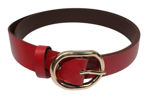 Pasek Damski Skórzany Arucce (PL) Skóra Licowa EXTRA 30 mm BORDOWY Złota Klamra 2