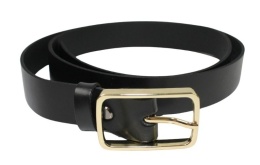 Pasek Damski Skórzany Arucce (PL) Skóra Licowa EXTRA 30 mm CZARNY Złota Klamra IX