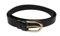 Pasek Damski Skórzany Arucce (PL) Skóra Licowa EXTRA Gładki 25 mm CZARNY Złota Klamra III