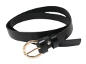 Pasek Damski Skórzany Arucce (PL) Skóra Licowa EXTRA Gładki 25 mm CZARNY Złota Klamra II