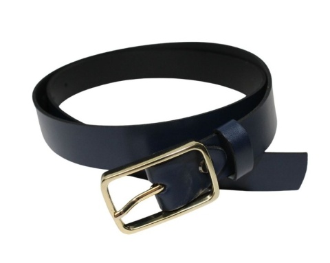 Pasek Damski Skórzany Arucce (PL) Skóra Licowa EXTRA Gładki 30 mm GRANATOWY Złota Klamra