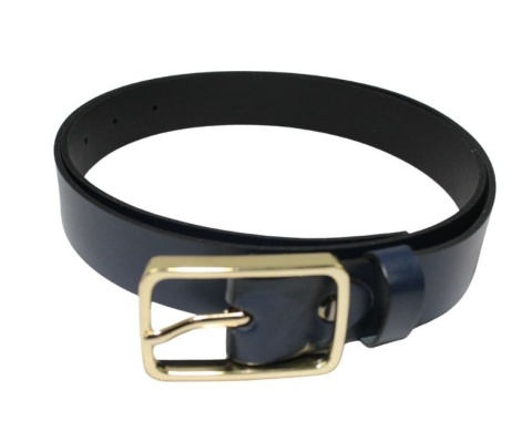 Pasek Damski Skórzany Arucce (PL) Skóra Licowa EXTRA Gładki 30 mm GRANATOWY Złota Klamra