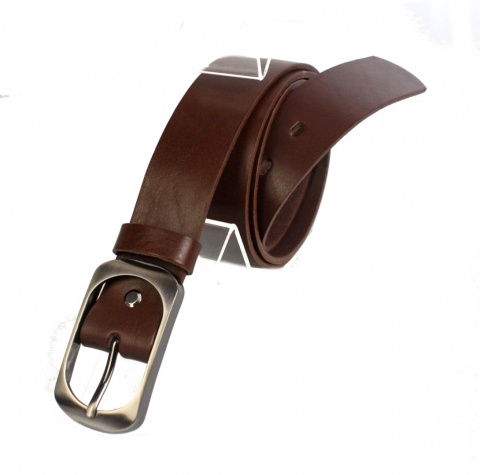 Pasek Damski Skórzany CEZ-MAR (PL) Skóra Naturalna Licowa Gładki 40 mm CIEMNY BRĄZOWY