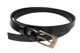 Pasek Damski Skórzany Gładki Arucce (PL) 20 mm Skóra Licowa CZARNY Wąski Klamra Miedziana