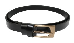 Pasek Damski Skórzany Gładki Arucce (PL) 20 mm Skóra Licowa CZARNY Wąski Klamra Miedziana