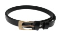 Pasek Damski Skórzany Gładki Arucce (PL) 20 mm Skóra Licowa CZARNY Wąski Klamra Miedziana