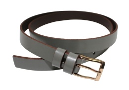 Pasek Damski Skórzany Gładki Arucce (PL) 20 mm Wąski BEŻOWO-GRAFITOWY Złota Klamra 