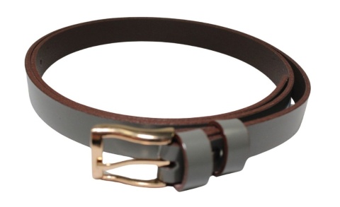 Pasek Damski Skórzany Gładki Arucce (PL) 20 mm Wąski BEŻOWO-GRAFITOWY Złota Klamra 