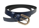 Pasek Damski Skórzany Gładki Arucce (PL) 25 mm GRANATOWY Złota Klamra II
