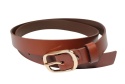 Pasek Damski Skórzany Gładki Arucce (PL) 25 mm Wąski BRĄZOWY Złota Klamra 