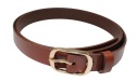 Pasek Damski Skórzany Gładki Arucce (PL) 25 mm Wąski BRĄZOWY Złota Klamra 
