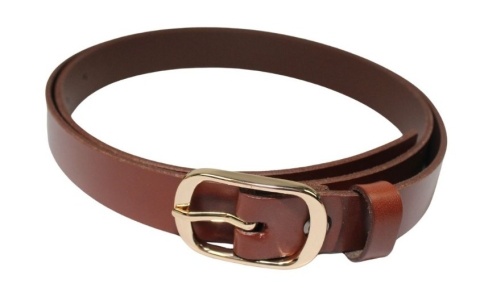 Pasek Damski Skórzany Gładki Arucce (PL) 25 mm Wąski BRĄZOWY Złota Klamra 