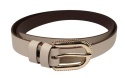 Pasek Damski Skórzany Gładki Arucce (PL) 25 mm Wąski CAPPUCINO Złota Klamra