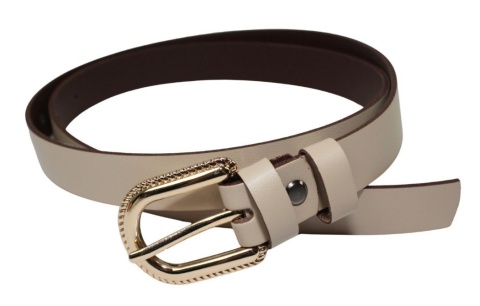 Pasek Damski Skórzany Gładki Arucce (PL) 25 mm Wąski CAPPUCINO Złota Klamra